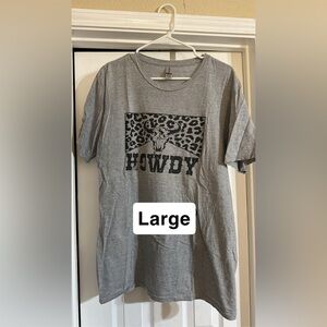 Gildan Gray Short Sleeve Tee with Leopard Print